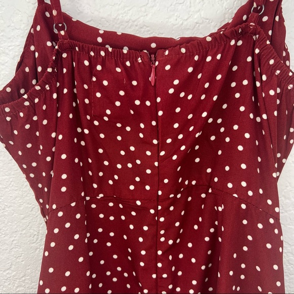 Princess Polly Deep Red Caesura Polka Dot Mini Dress - Picture 14 of 15